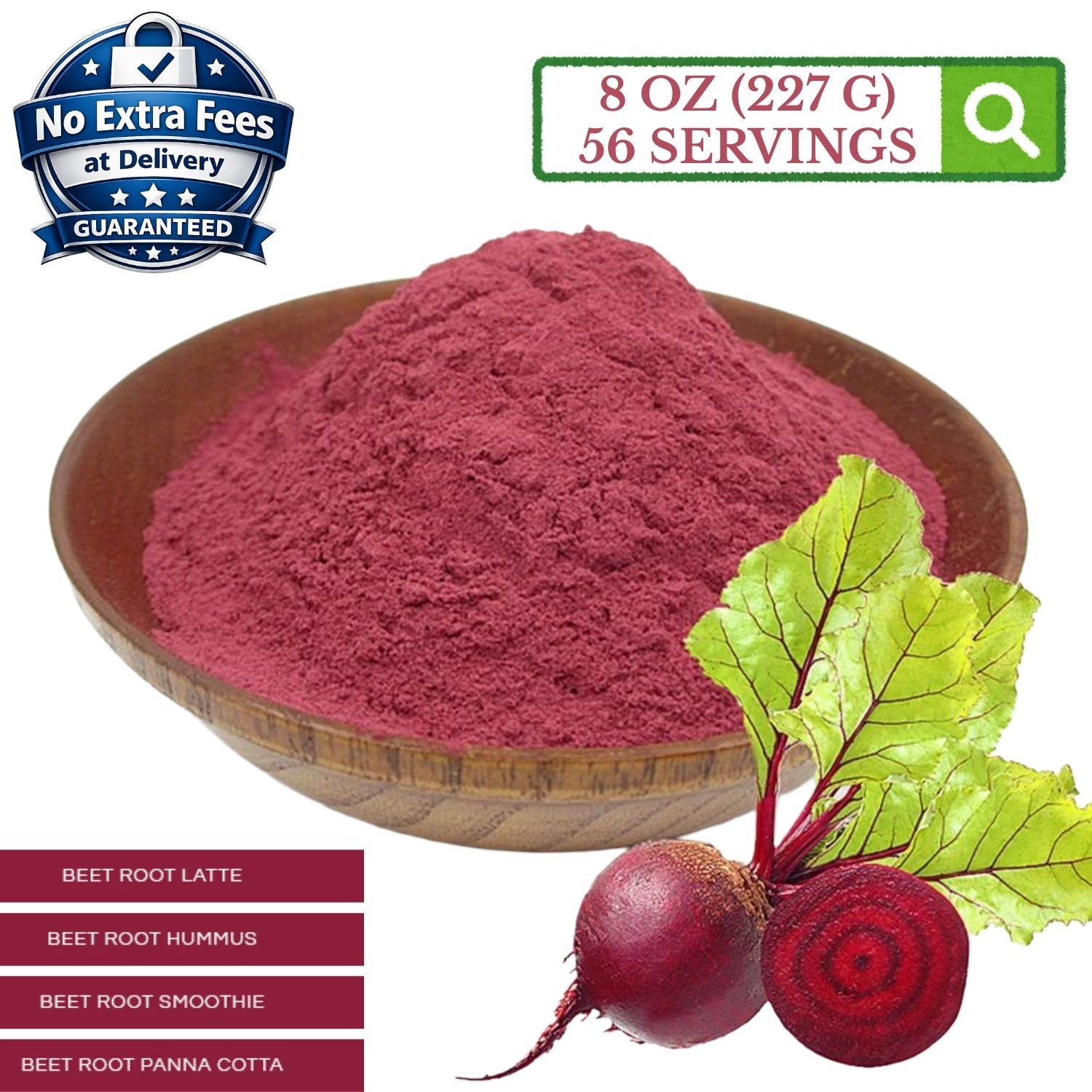 Organic Beet Root Powder for Smoothies, Baking & Juice Earthy Flavor 8oz (227 G)