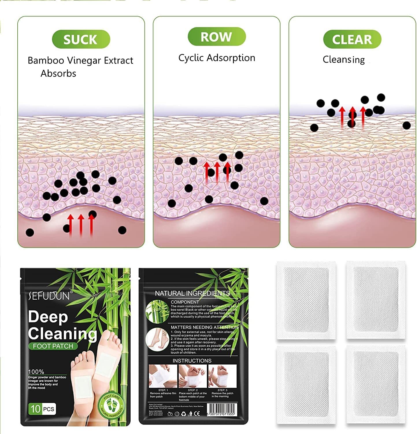 150Pcs Foot Detox Patches Pads Toxins Deep Cleansing Herbal Organic Slimming Pad