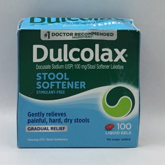Dulcolax Stool Softener Laxative Liquid Gel Capsules 100 mg 100ct IMPERFECT BX