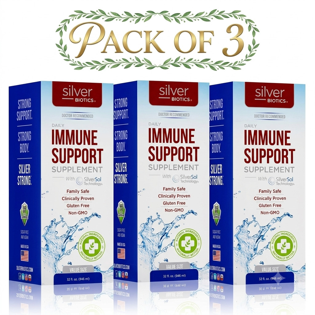 Silver Biotics Daily Immune Support 32 oz Pack of 3 SilverSol Nano Silver 32oz