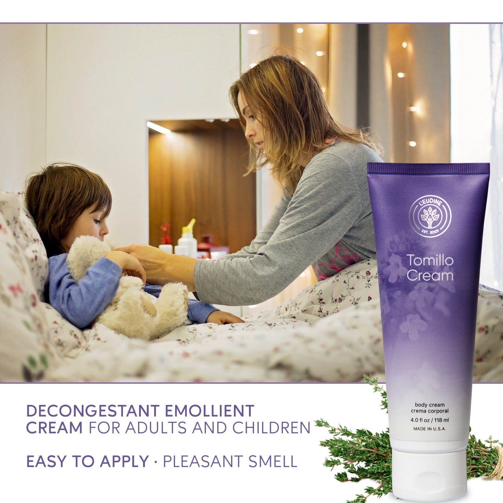 LEUDINE Tomillo (Thyme) Cream – Decongests the respiratory tract