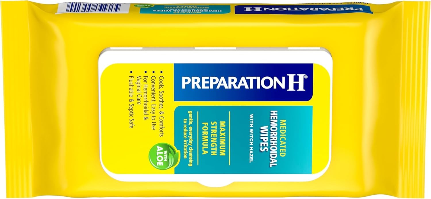 Preparation H Hemorrhoid Flushable Wipes with Witch Hazel for Skin…