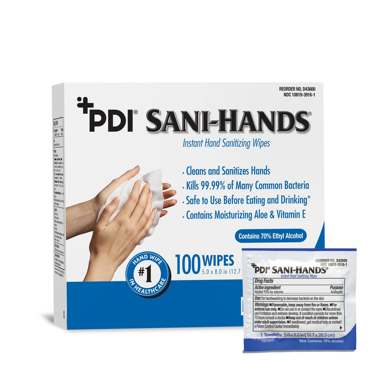 Sani-Hands Hand Sanitizer Wipes 100 100 Count (Pack of 1), Original Version