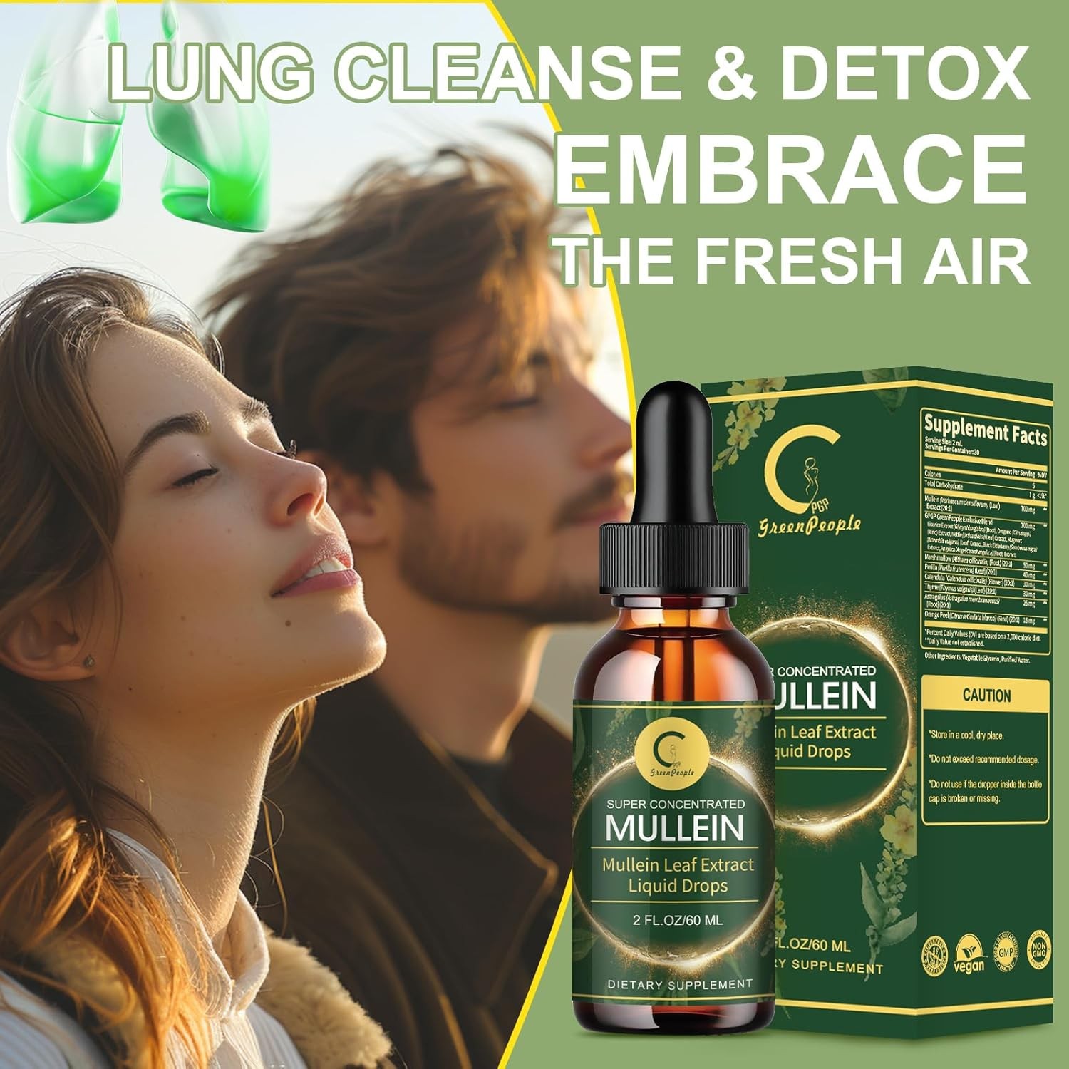 3X Mullein Leaf Extract Organic Lung Cleanse Drops for Lung Health Natural 2 OZ