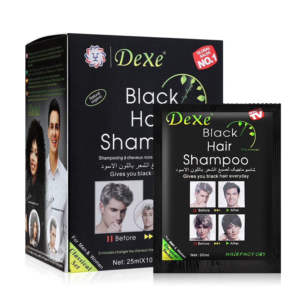 10-100x DEXE Black Hair Shampoo Instant 5-Min Hair Color Dye 1-10 box USA Seller