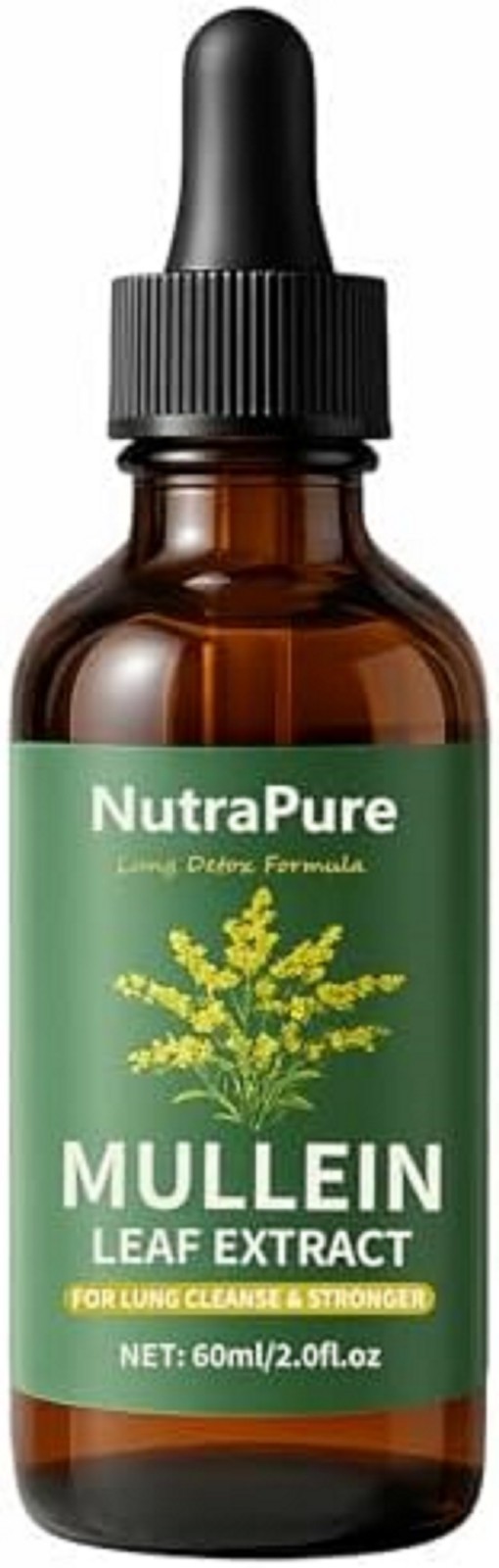 Nutrapure Mullein Extract Drops for Lung, Organic Mullein Leaf Supplement Suppor