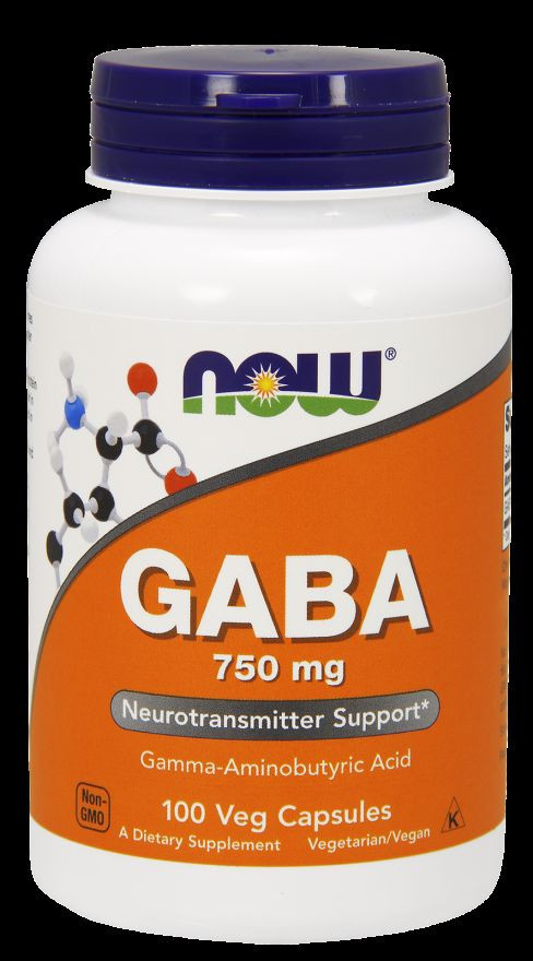 Now Foods GABA (Gamma-Aminobutyric Acid) 750mg 100 VCaps 10/25EXP