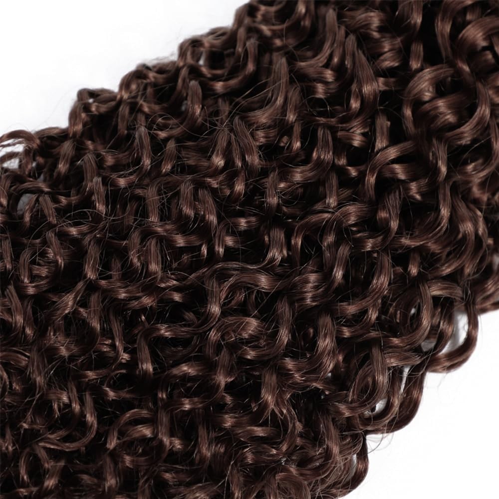 Kinky Curly Human Hair Extensions 3 Bundles Chocolate Brown 22″ 24″ 26″ 10A