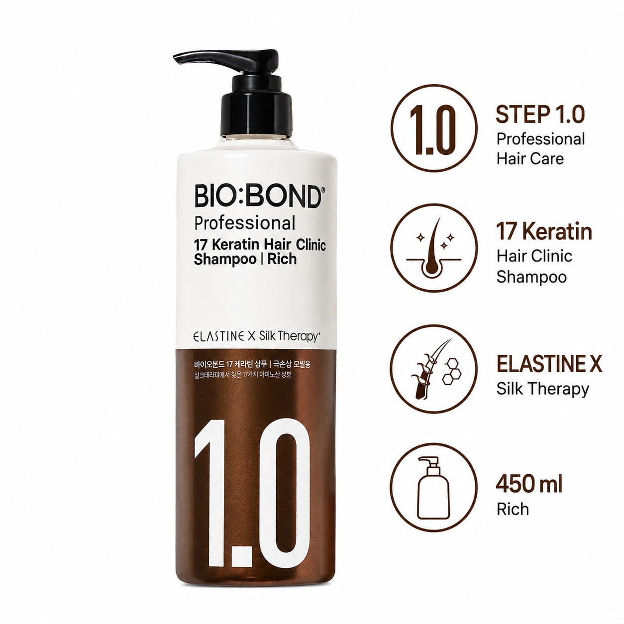 Elastine Biobond Rich Shampoo 450ml(15.22oz) White Floral Musk Aroma