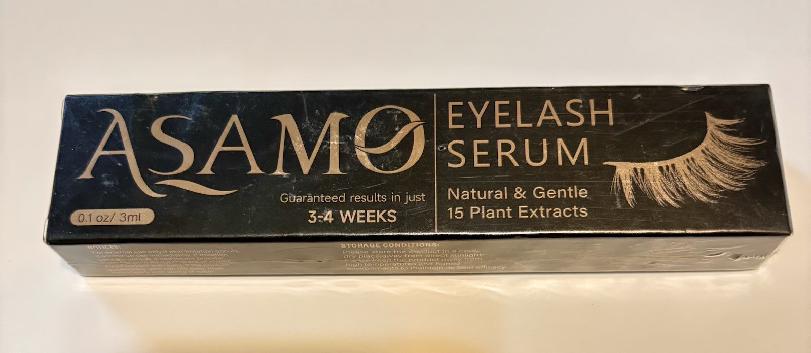 ASAMO Eyelash Serum Clear 0.1 oz / 3ml Not Tested on Animals Dermatol Tested