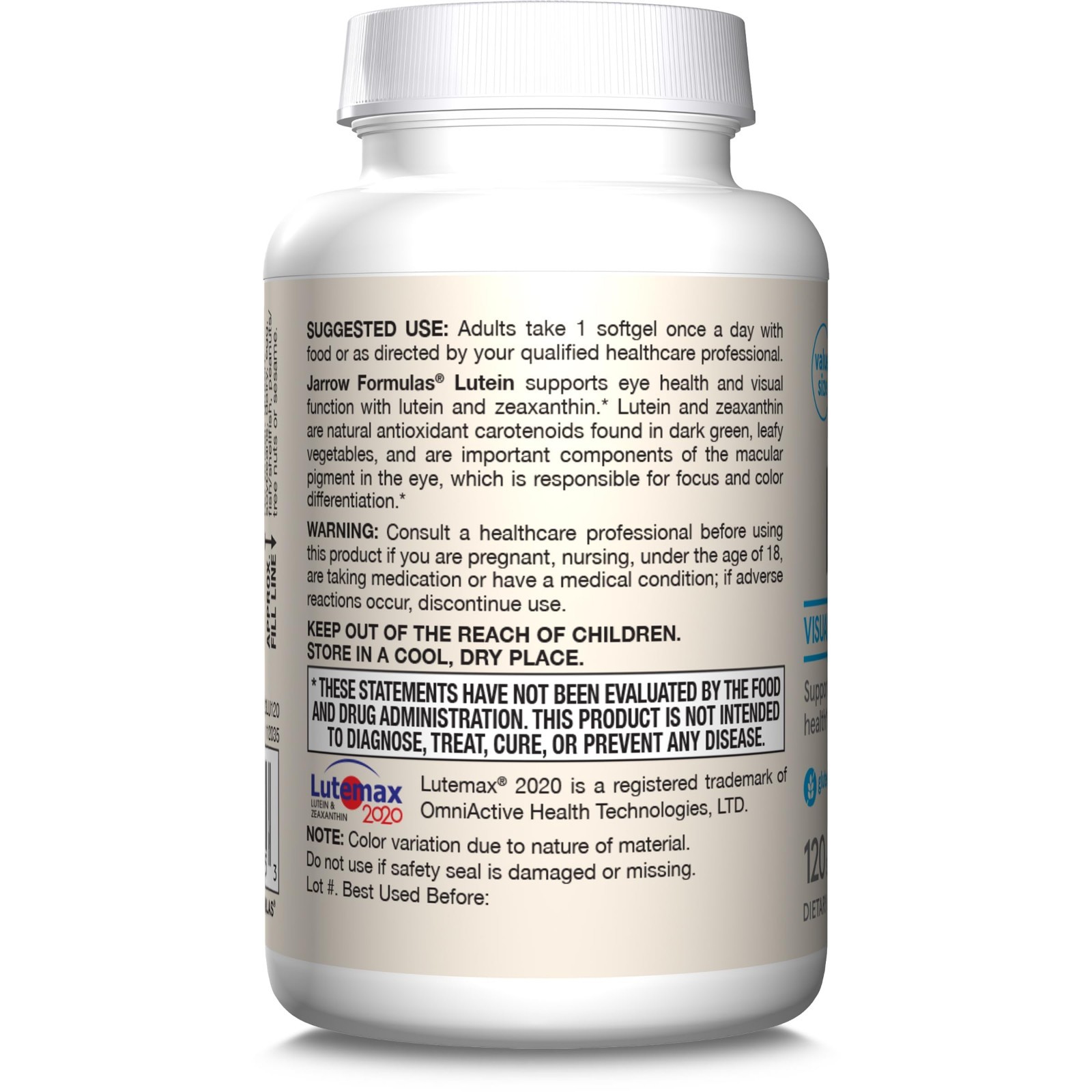 Lutein 20 mg Softgels – 120 Count – Eye Health Support with Zeaxanthin – 120 Ser