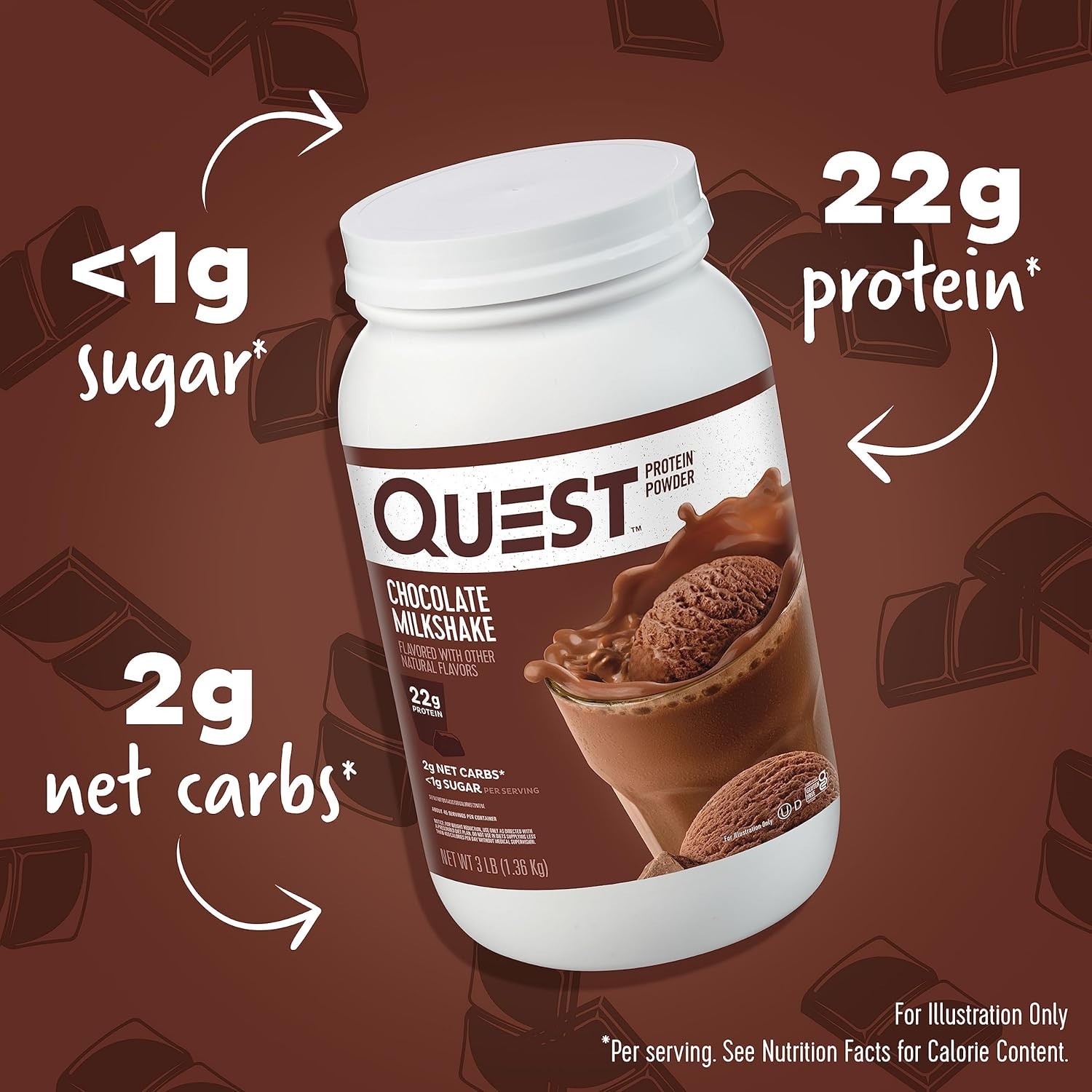 Quest Nutrition Chocolate Milkshake Protein Powder, 3 Pound, 43 Servings