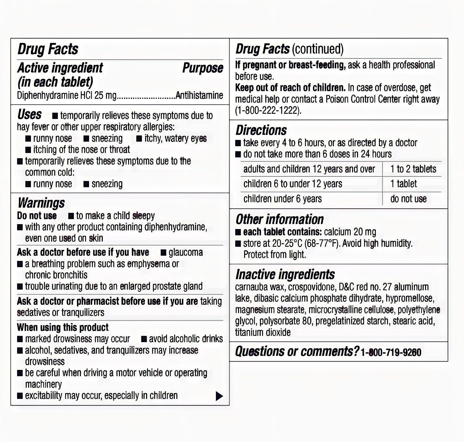 Berkley-Jensen Allergy Medication 600 Tabs 25mg ~ Compare 2 Benadryl-Expire 2028