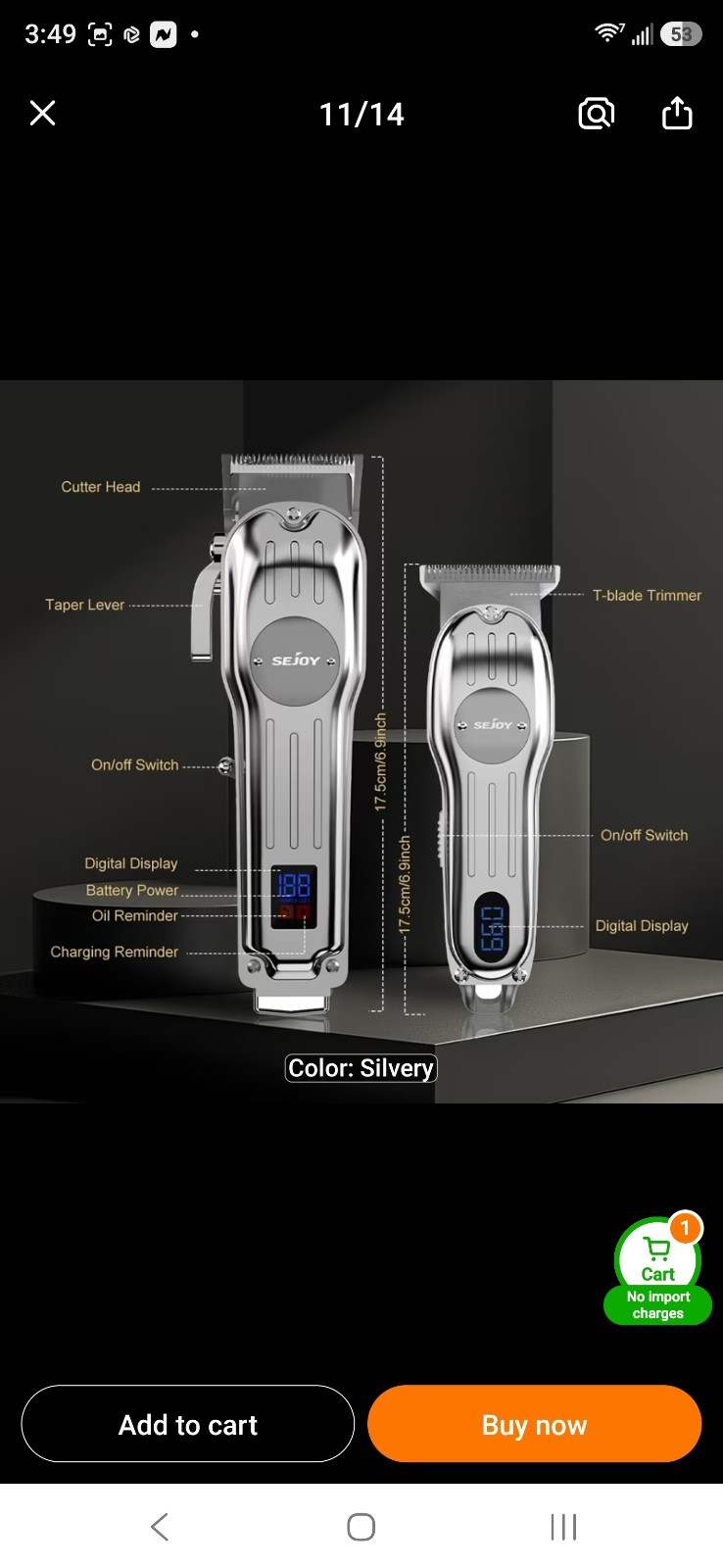 Sejoy Men’s Electric Clipper Set Professional Barber Hair Cutting Machine Set