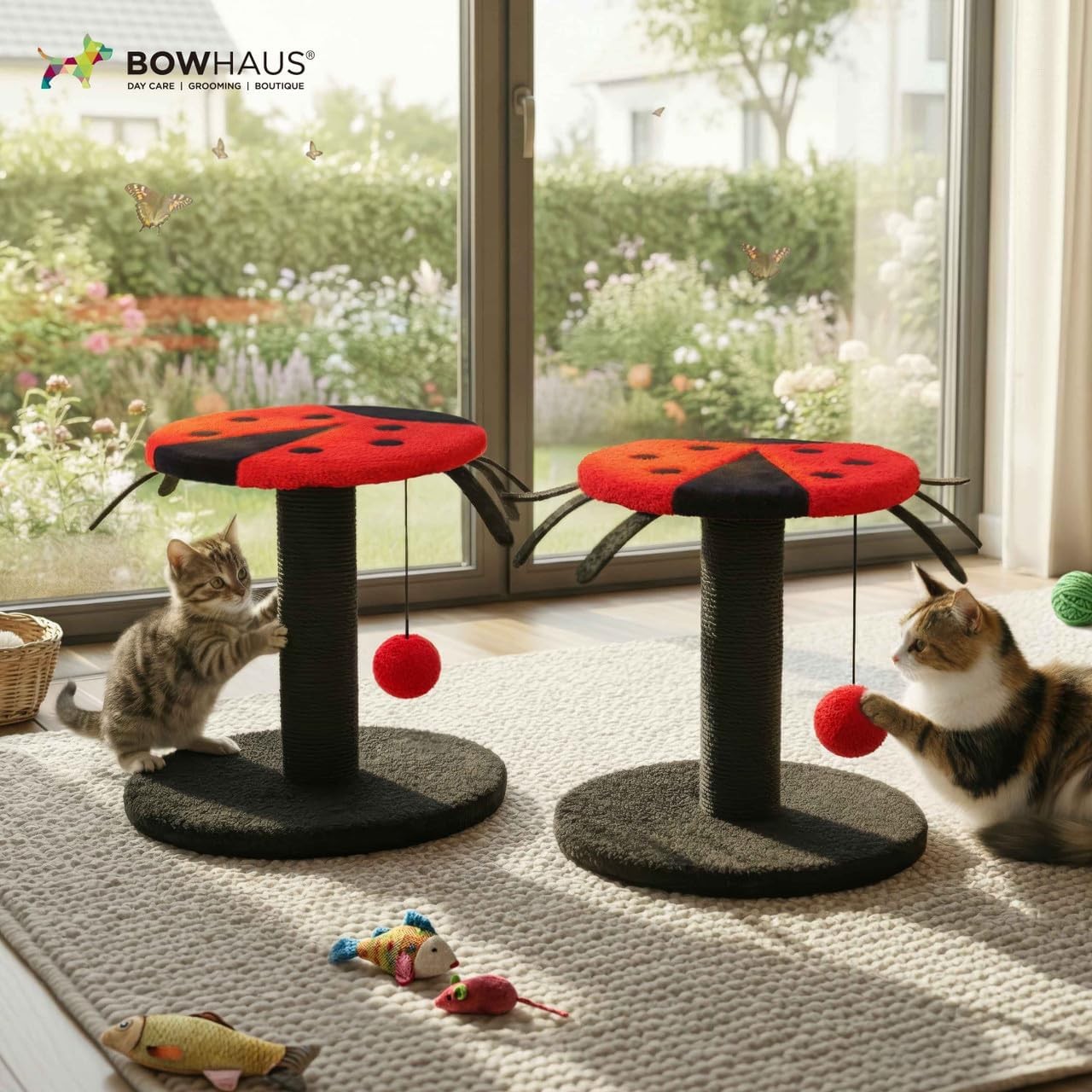 CAPHAUS Scratching Post,10 Inch Modern Lady Bug-Style Cat Scratchers for Indoor