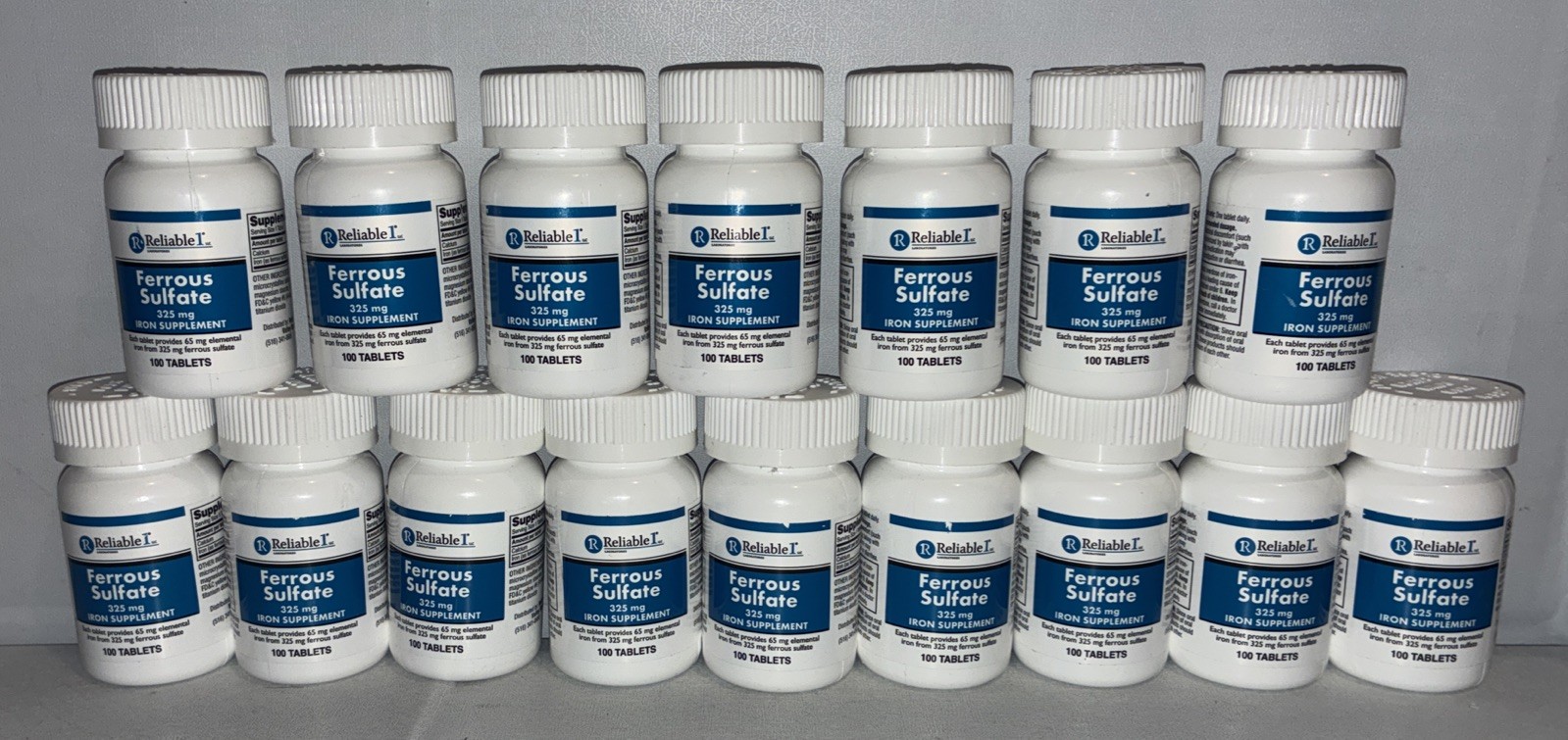 Lot Of 16-Reliable-1 Laboratories Ferrous Sulfate 325 mg, Iron supplement 100 ea