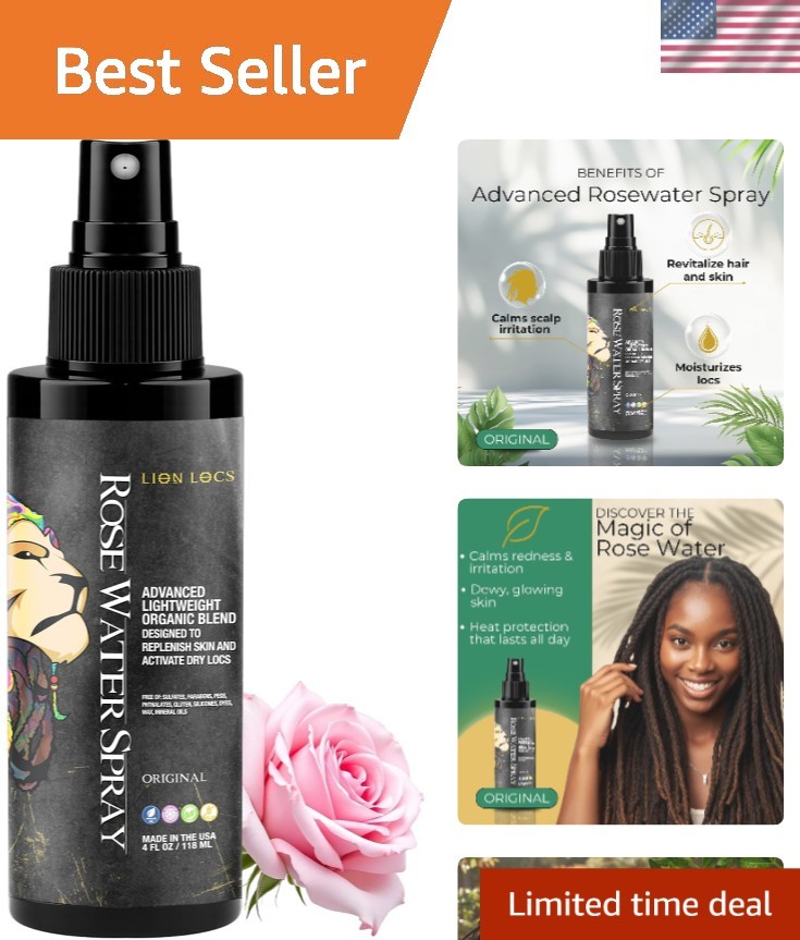 Essential 4oz Rosewater Spray for Dreadlocks & Skin Hydration – Formula