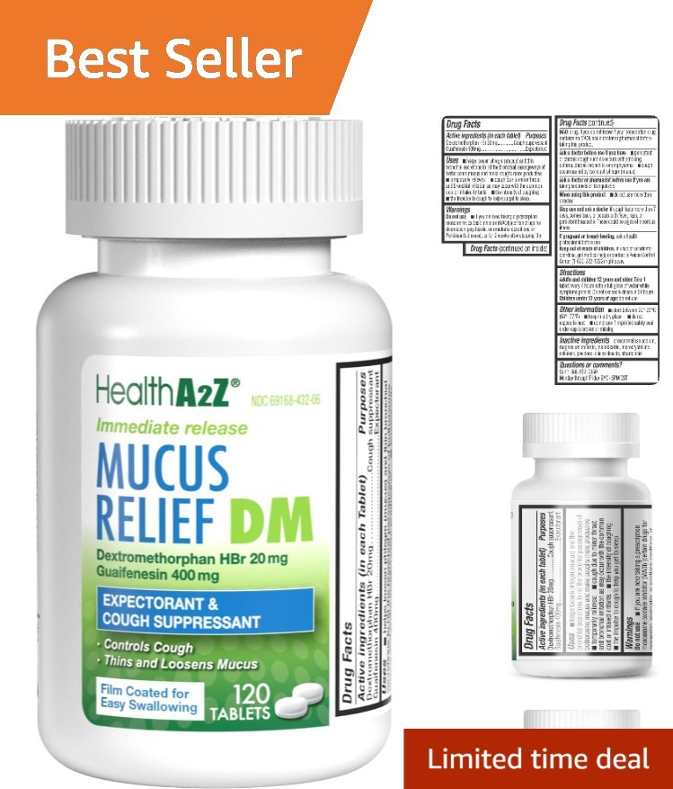 Mucus Relief DM – 120 Count | Fast-Acting Cough Relief with No Harmful Additives