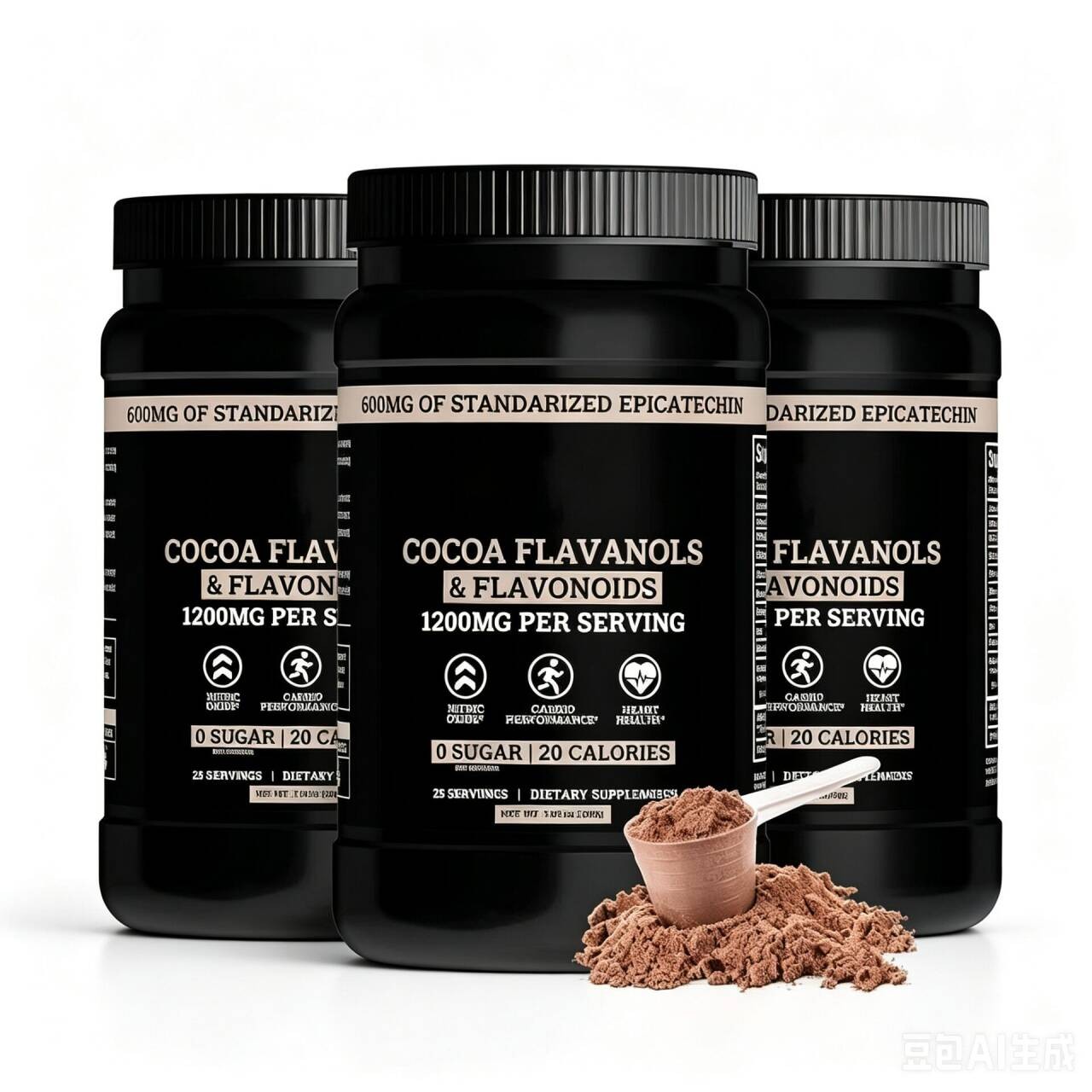 3 Pack 1200mg High Flavanol Cocoa Powder and Flavonoids Supplements US
