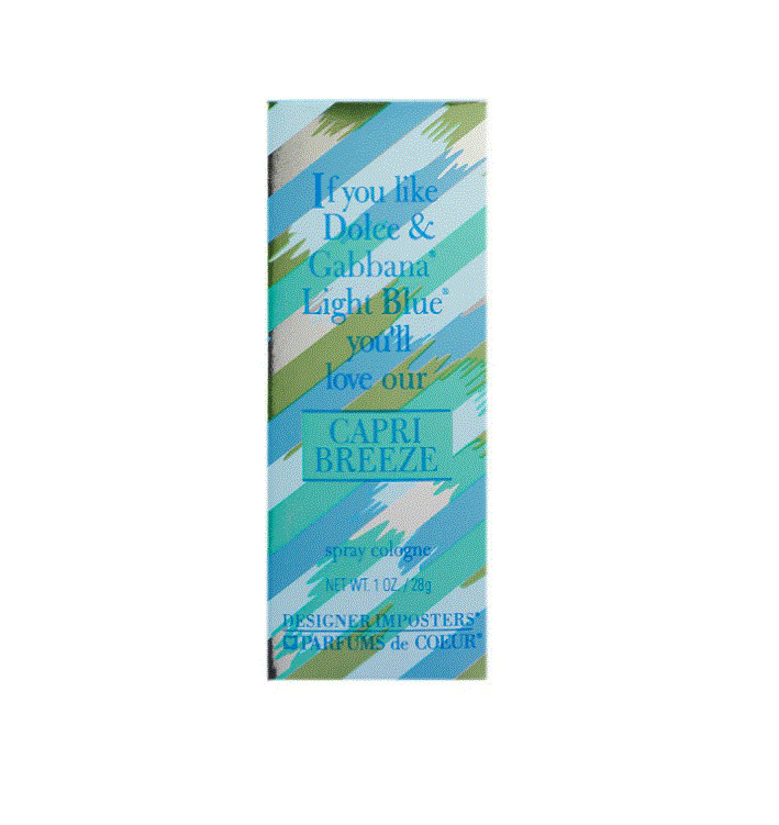 CAPRI BREEZE Designer Imposters Spray Cologne 1oz PARFUMS de COEUR (2 Bottles)