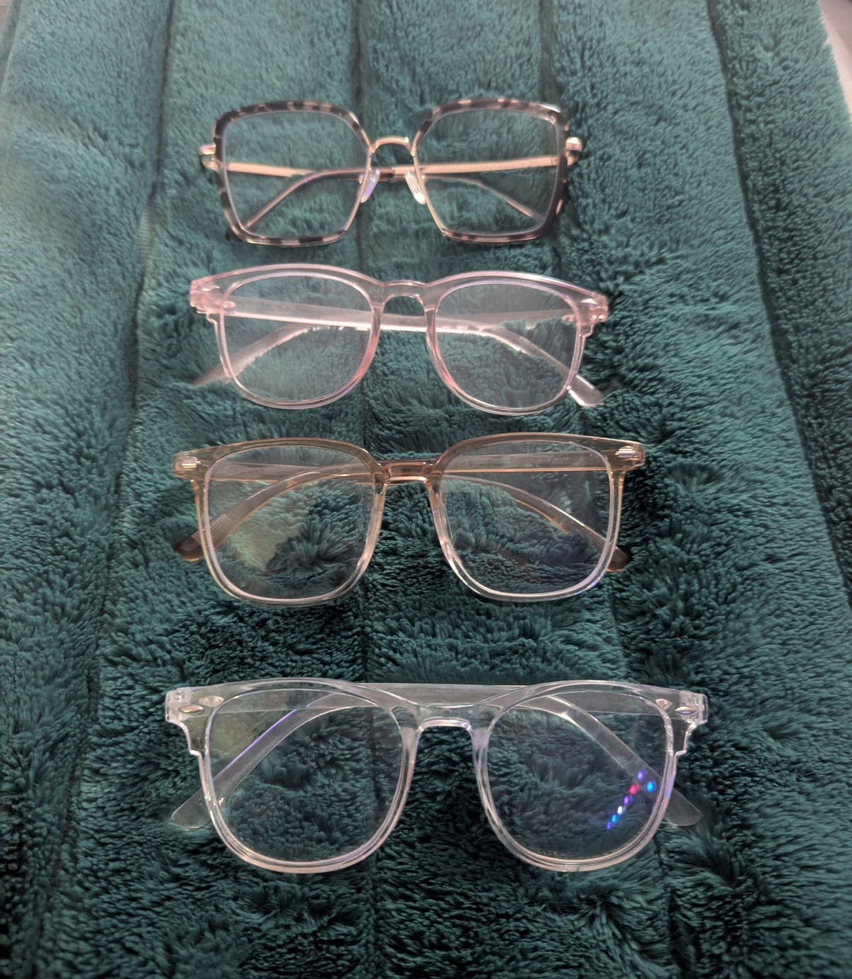 Lot of 4 Unisex Adult Full Rim Eyeglasses Frames, Metal & Plastic, Multicolor