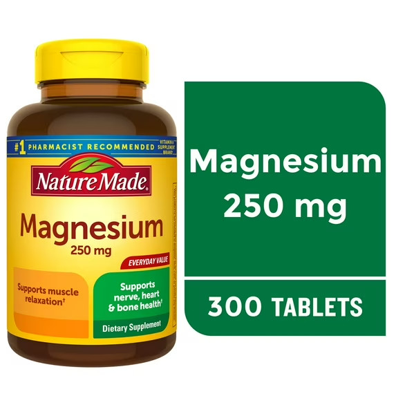 Nature Made Magnesium Oxide 250 mg Tablets,Supports Muscle Relaxation, 300 Count