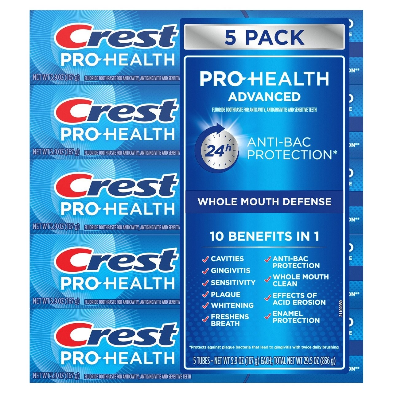 Crest 3D White Advanced Whitening Toothpaste, 5.2 oz (Pack of 5)