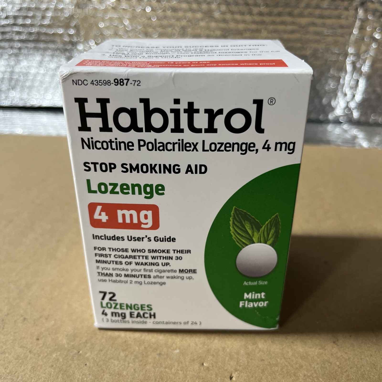 Habitrol Nicotine Lozenges 4 mg, Mint Flavor 72 Count Nicotine Lozenge Exp 02/27