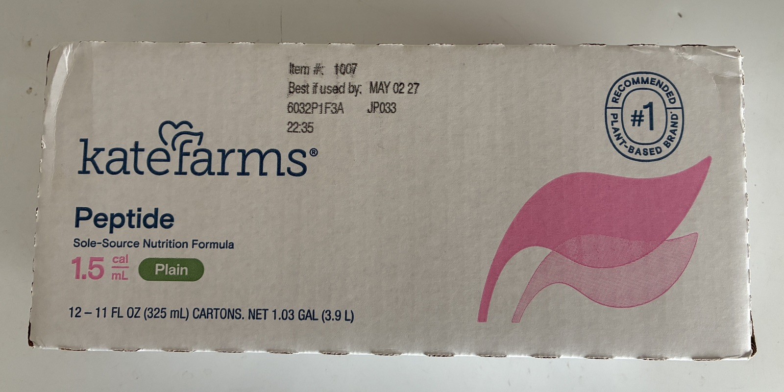 1 carton 12 PACK Kate Farms Plain Organic Peptide 1.5 Cal/ML 11 FL OZ- May 2027