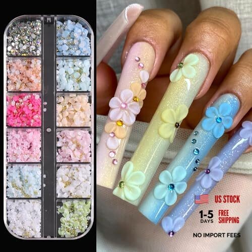 3D Flower Nail Charms, Colorful Acrylic Flower Petals Floral Colorful Petals