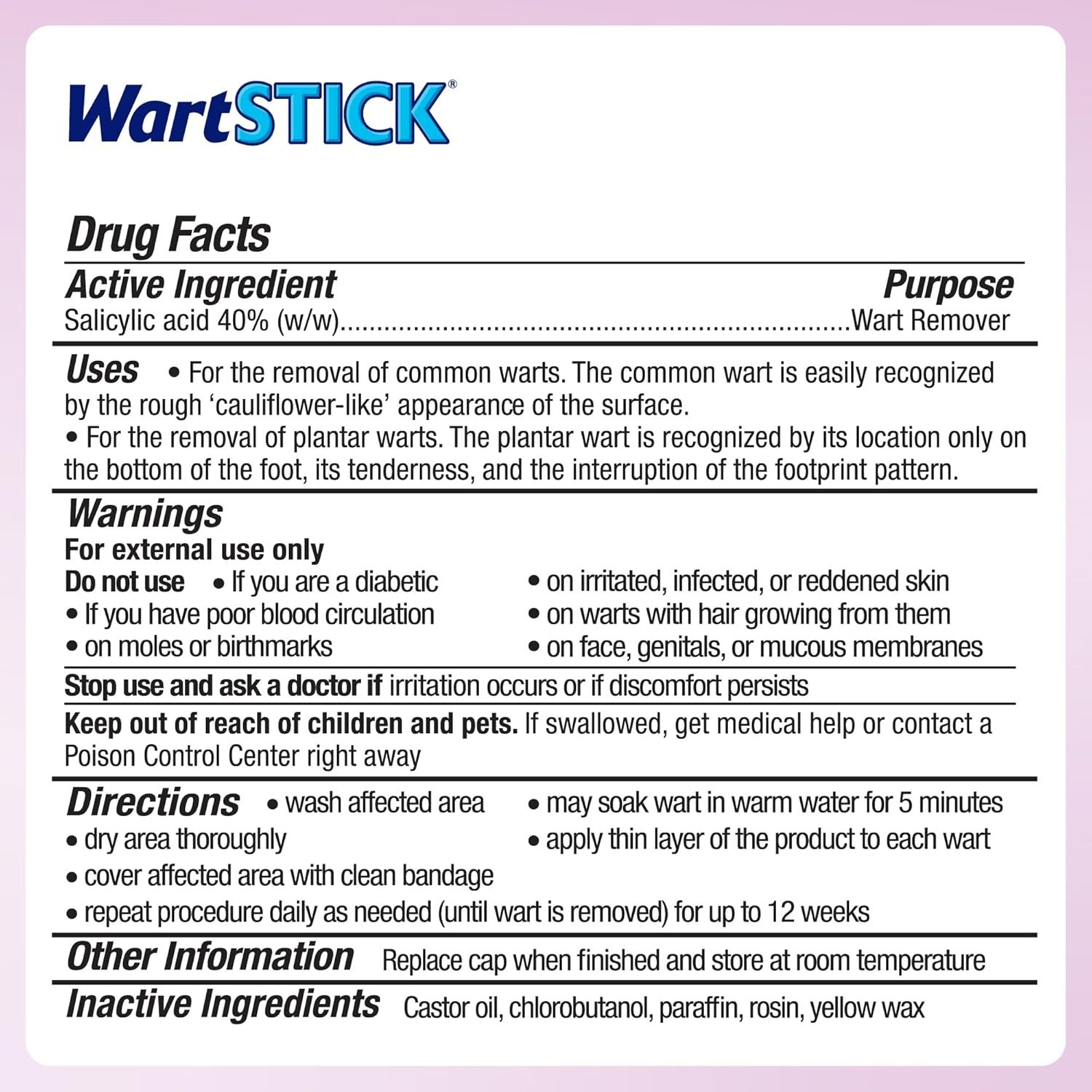 ( 2 Pack ) WartStick Maximum Strength Salicylic Acid Solid-Stick 0.2 Oz (5.1 g)