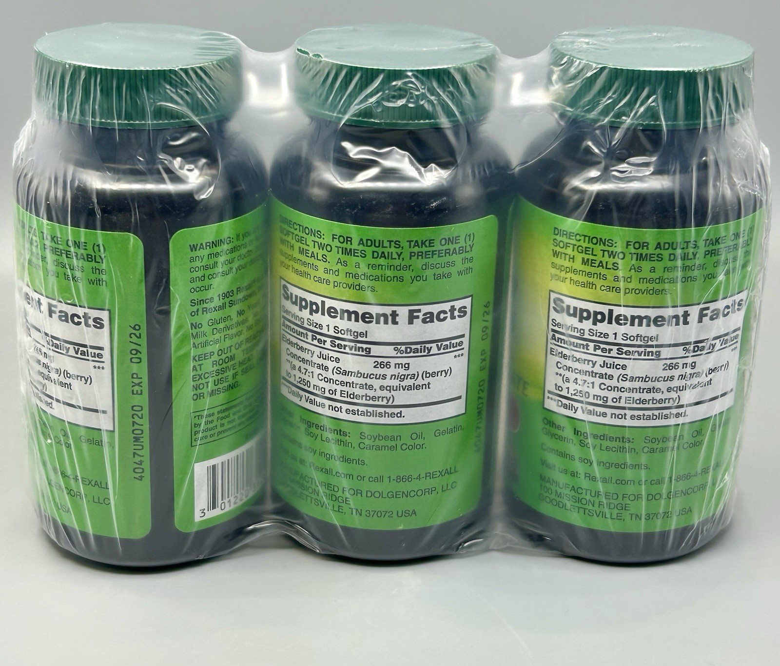 3 ELDERBERRY Sambucus HERBAL Supplement 1250 mg Softgel 60X3=180 w/ ANTIOXIDANTS