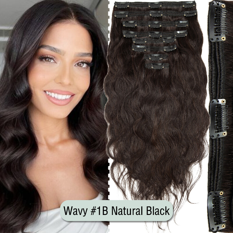 10-24″ Double Wefts Clip in 100% Remy Human Hair Extensions Full Head Long THICK