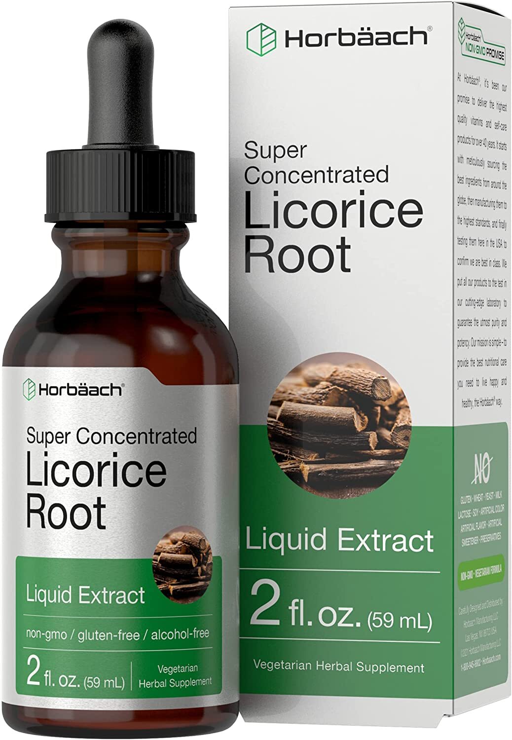 Licorice Root Liquid Extract | 2 fl oz | Alcohol Free | Vegetarian | by Horbaach