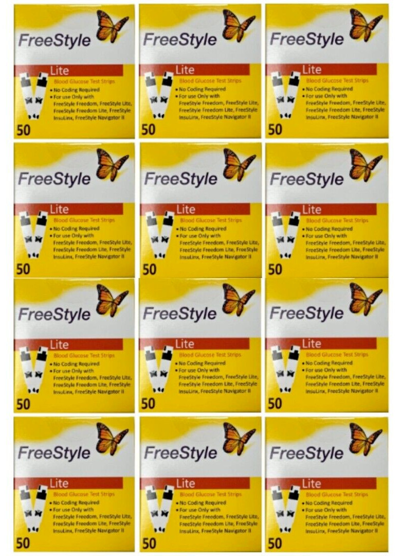 50 count (12 x 50ct) free style lite test strips ,