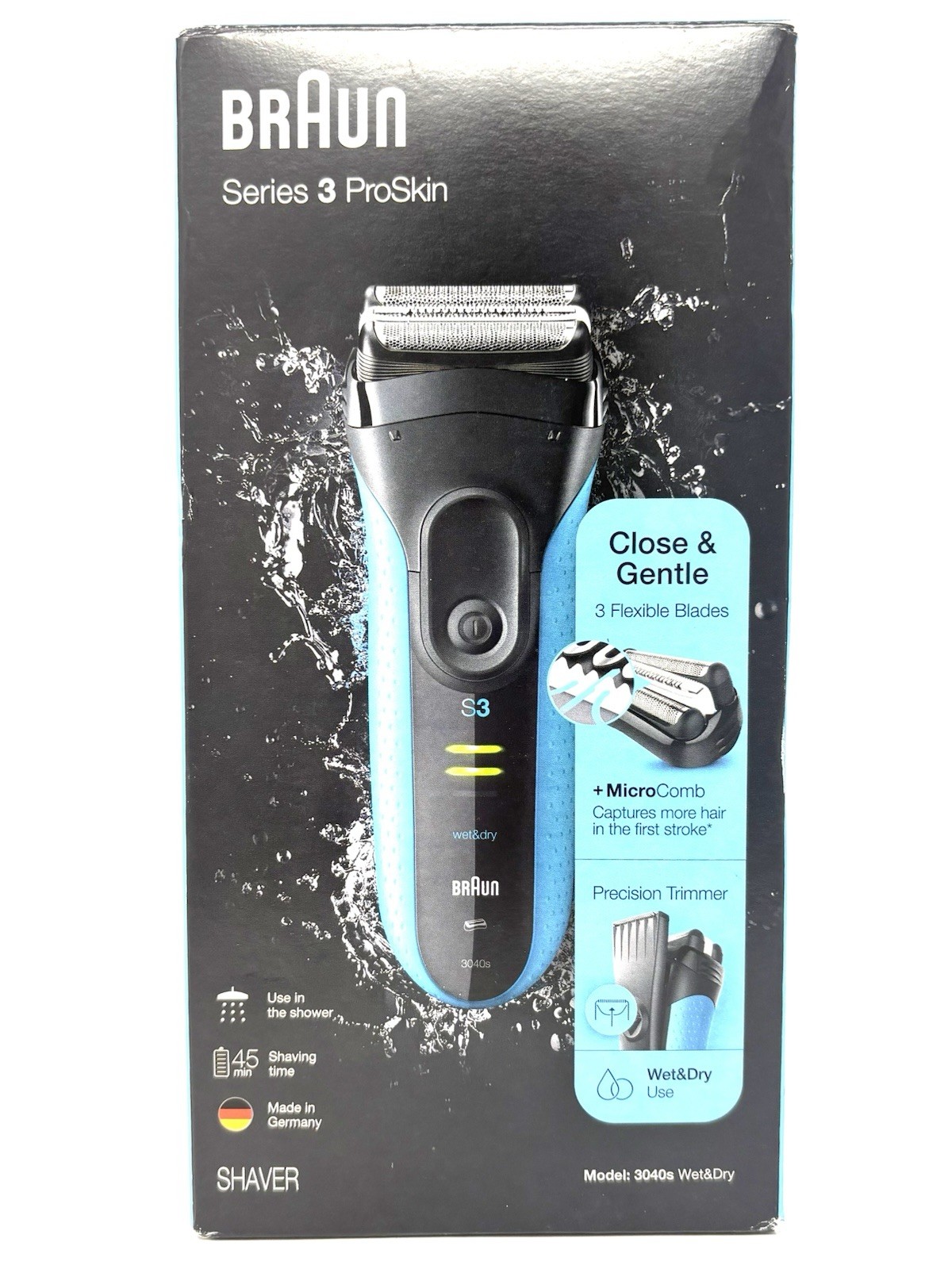Braun Series 3 ProSkin 3040s Wet/Dry Waterproof Electric Shaver For Men