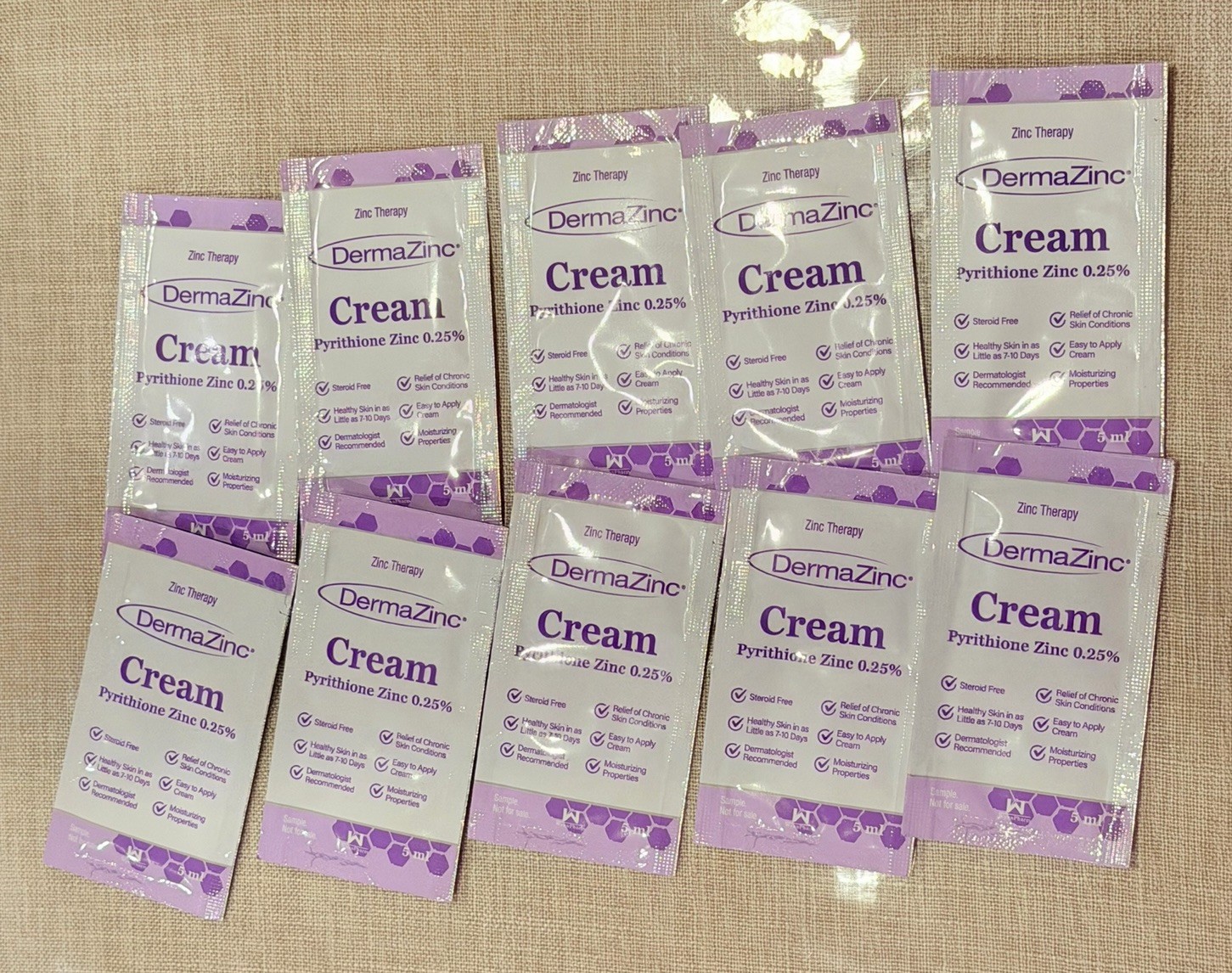Lot of 10 DermaZinc Cream Pyrithione Zinc 0.25% Travel Size (5mL) Exp 6/2027