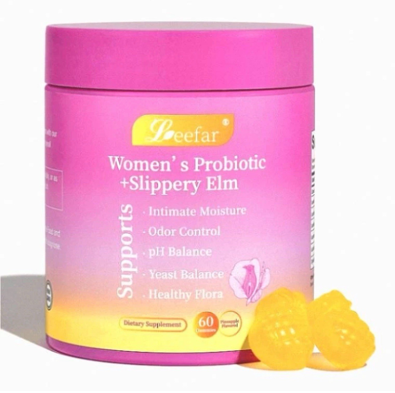 LEEFAR Feminine Probiotic Gummies for Women’s pH Balance & Dryness, 60 Count