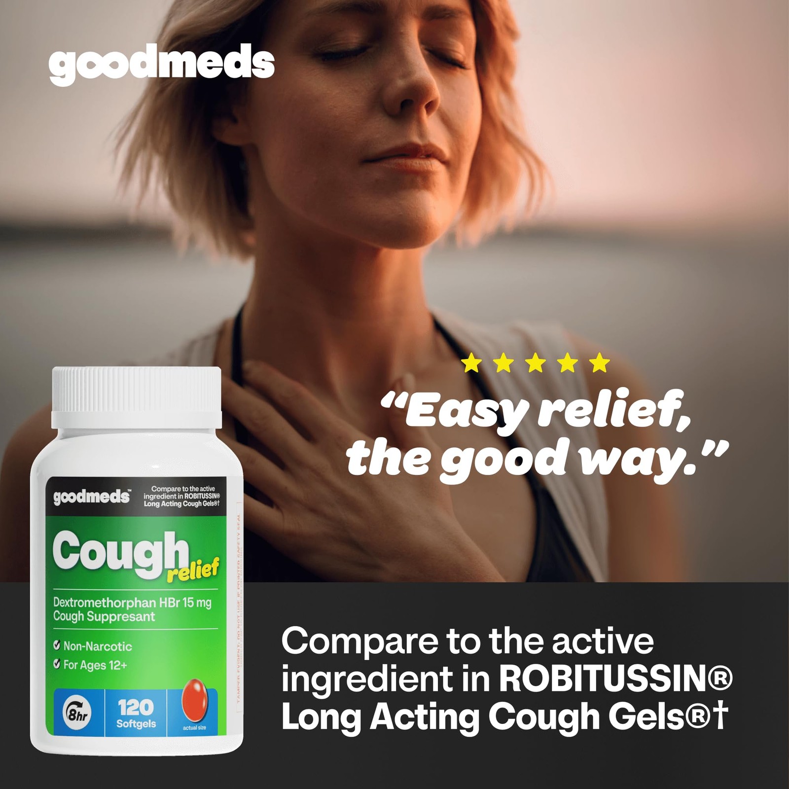 Cough for Adults Softgels Dextromethorphan HBr (DXM) 15mg 8Hour, Non-Drowsy, …