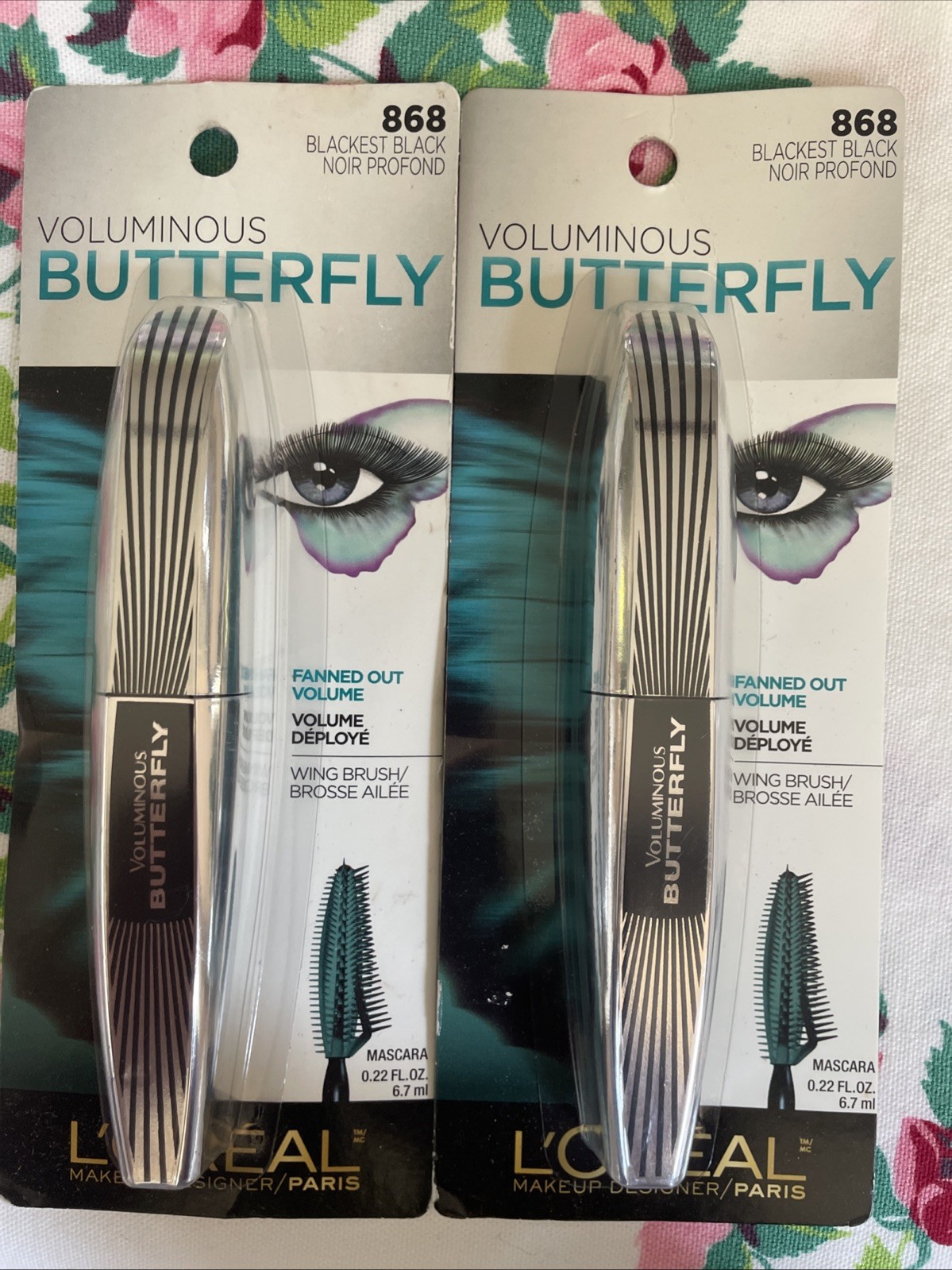 2~LOREAL Butterfly Mascara 868 BLACKEST BLACK Washable Fanned Out Volume Retired