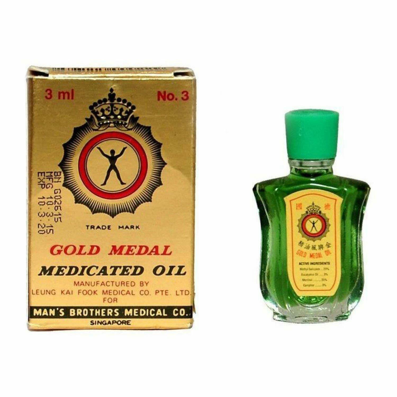Gold Medal Oil 3ml Medicated Oil From Singapore – Handy remedy ( PACK OF 6 )