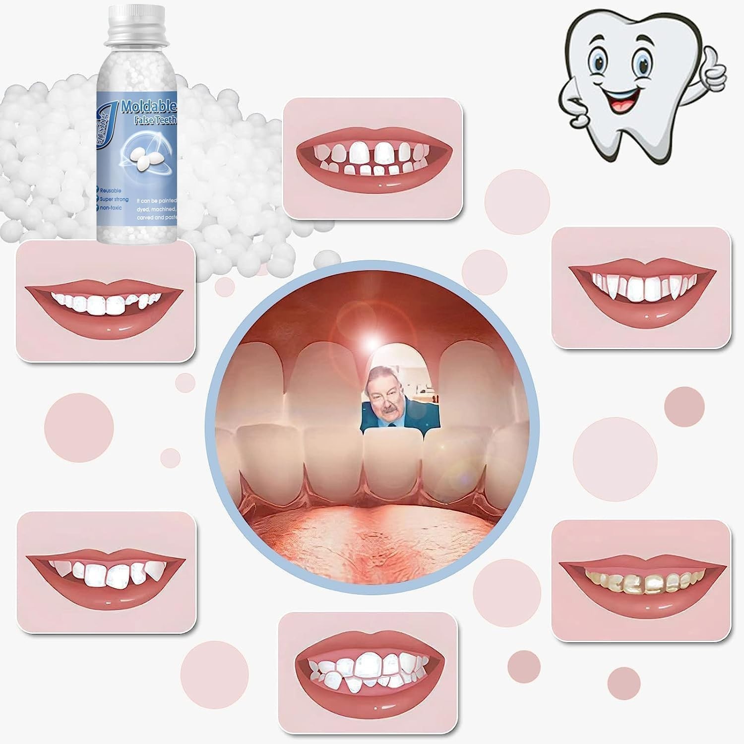 Moldable Fake Tooth Decoration – Durable, Reusable, and Custom Fit (1 fl oz)