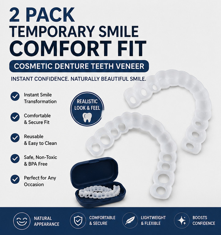2pcs Teeth Brace Temporary Smile Magic Comfort Fit Cosmetic Denture Teeth