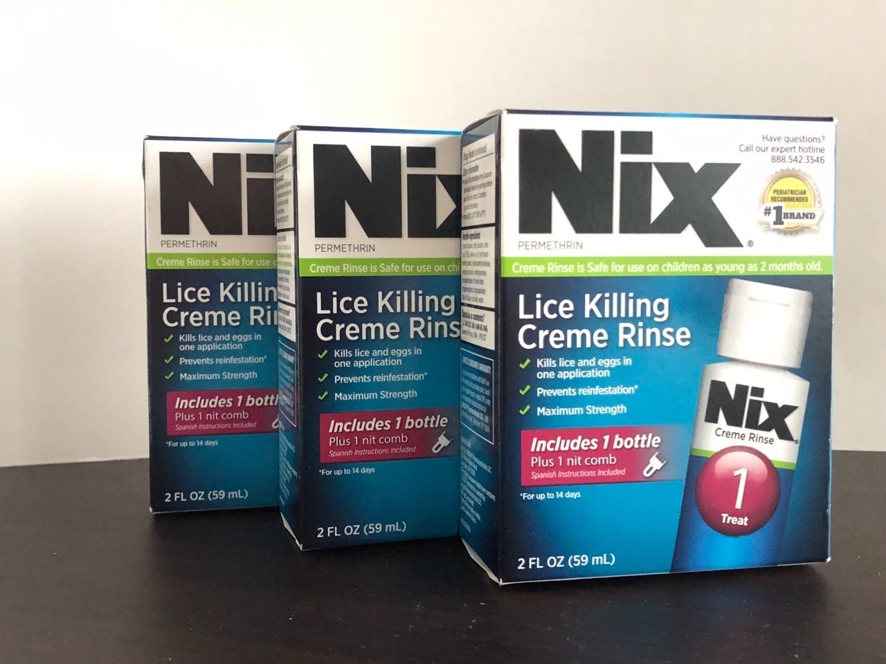(3) Nix Lice Treatment Creme Rinse and Nit Removal Comb, 2 oz expires 02/2026