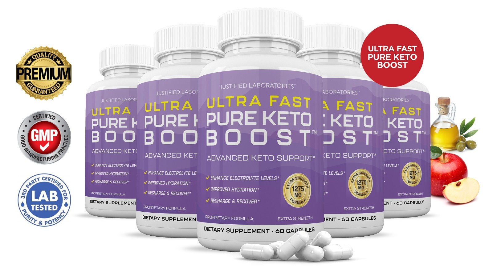 Ultra Fast Pure Keto 1500 Keto ACV Pills 1275MG New Improved Formula 5 Pack