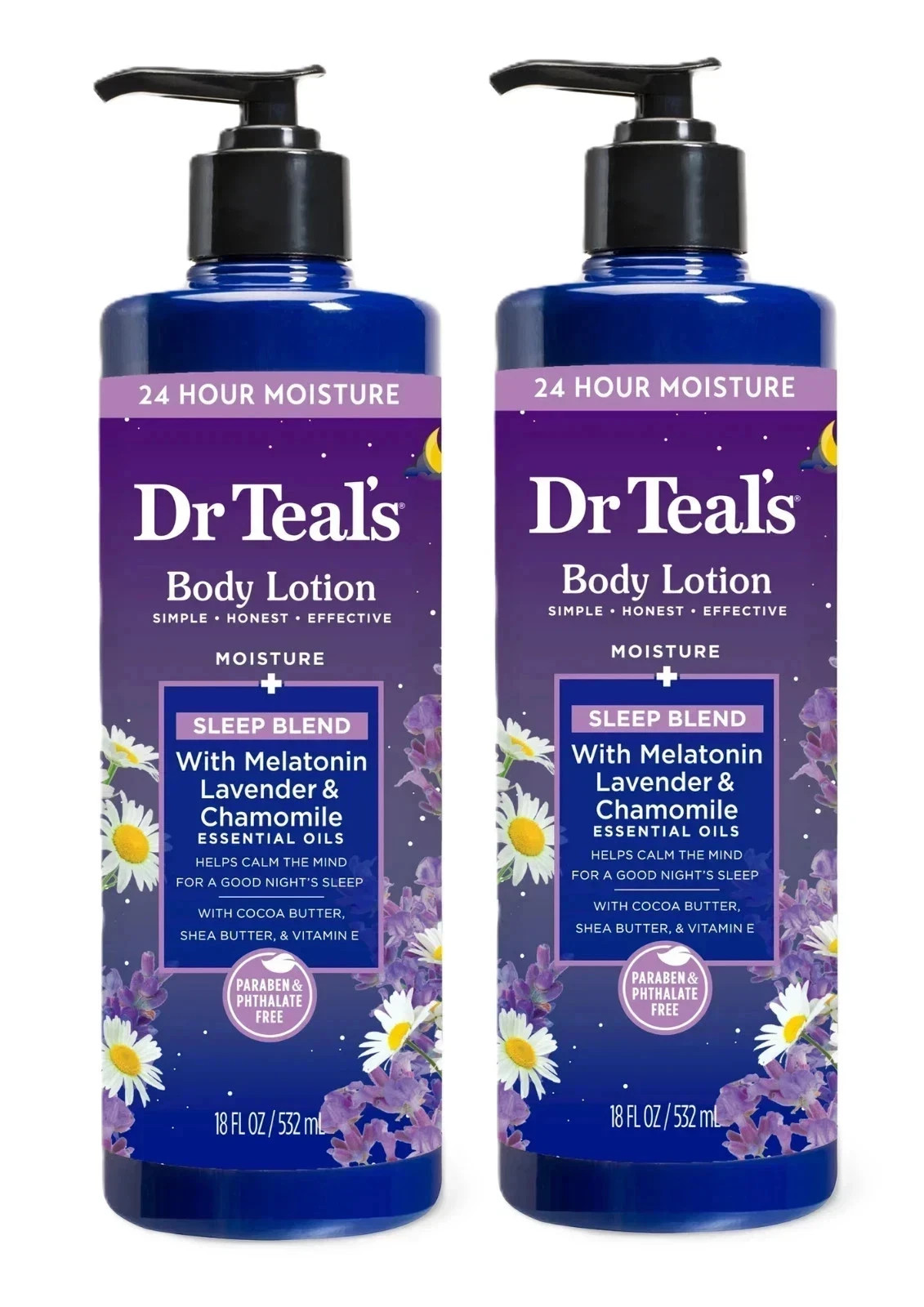 Dr Teal’s Sleep Body Lotion w/ Melatonin Lavender & Chamomile 18oz 2 Pack