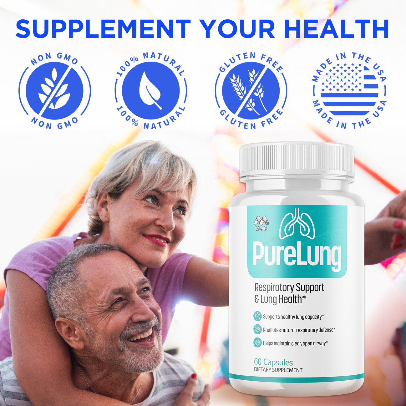 (1 Pack) PureLung Advanced Lung Support Supplement Pure Lung 60 Capsules