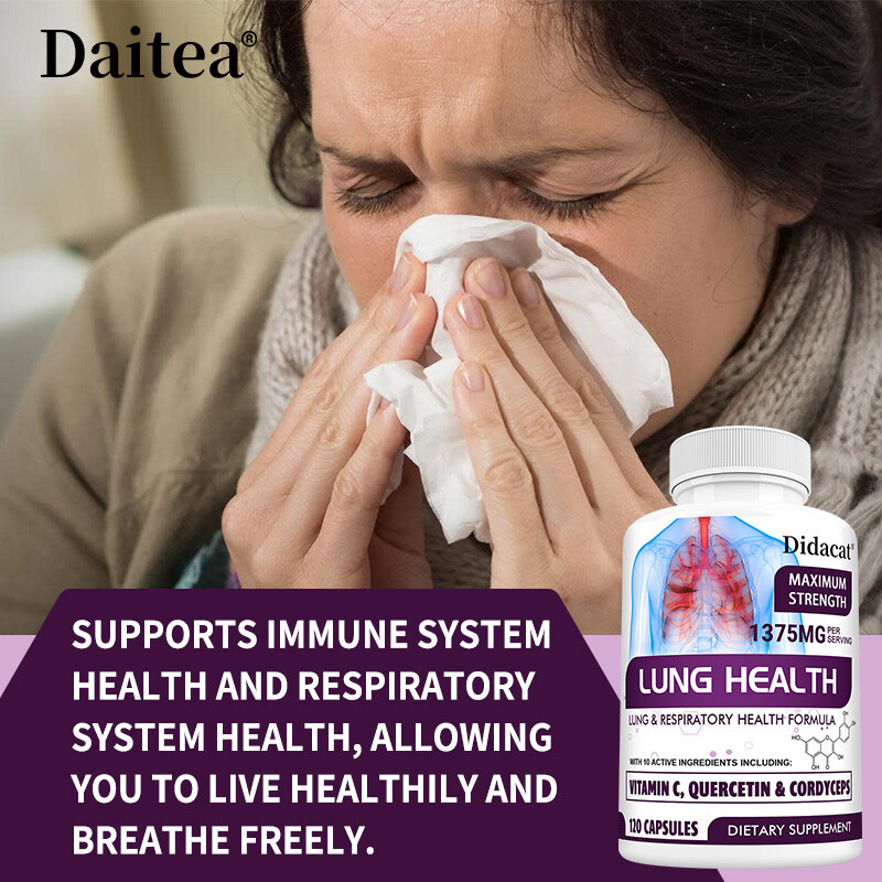 Lung Health 120 Capsules Lung Cleanse Detox Respiratory Quercetin Bromelain