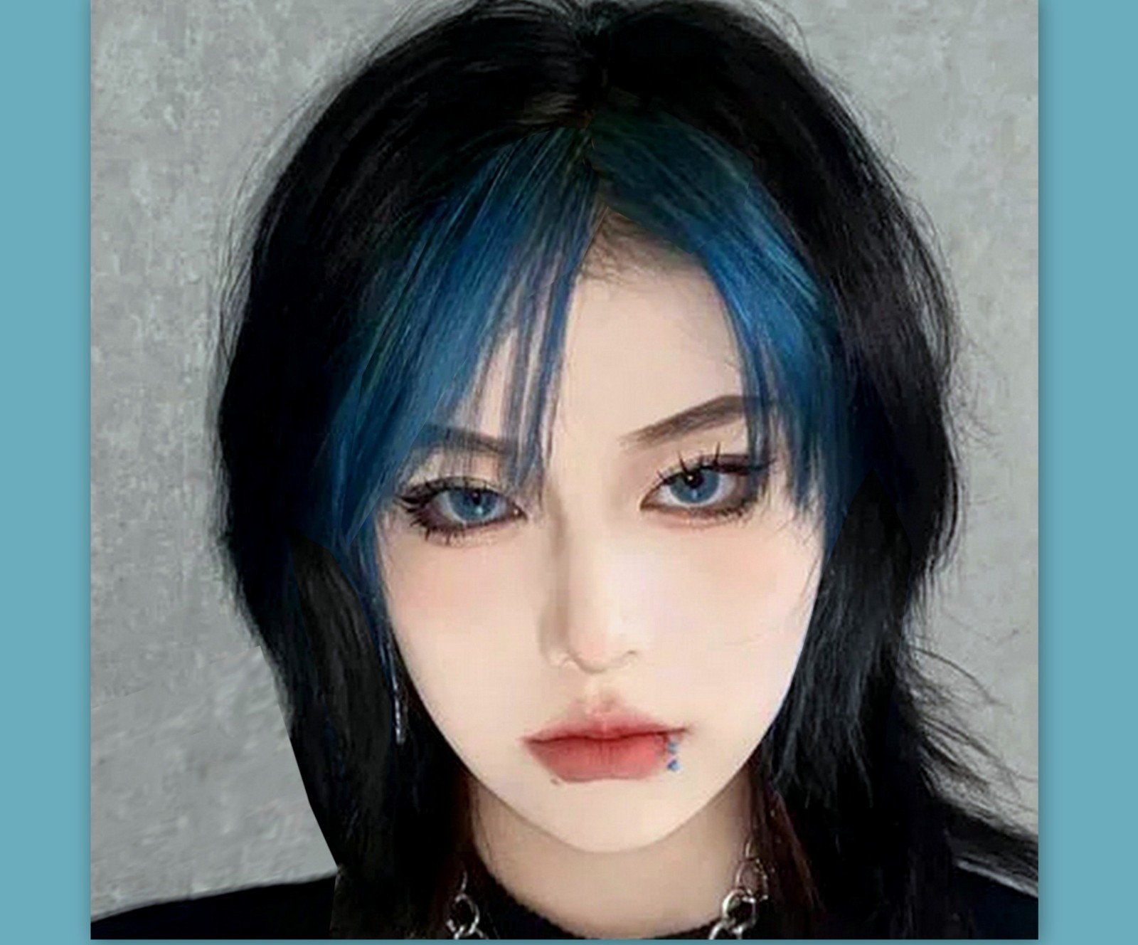 dyed Human Hair Bangs Clip in Emo Scene extensions Women rainbow weft costume