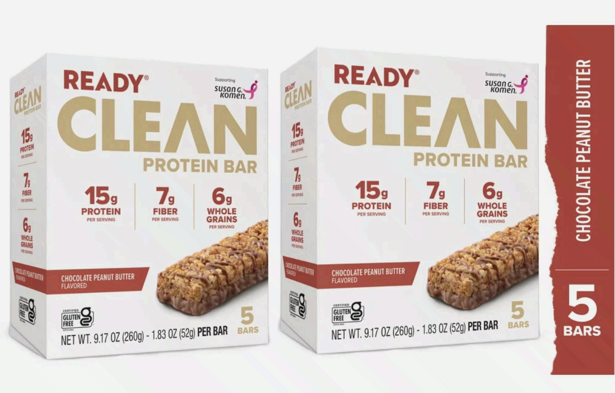 2 Pack Ready Nutrition Clean Protein Bars Chocolate Peanut Butter 9.17 oz